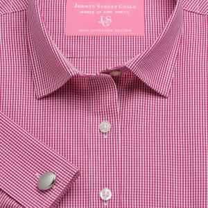 Raspberry Gingham Check Poplin Women's Shirt Available in Six Styles