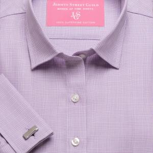Lilac Prince of Wales Check Twill Women's Shirt Available in Six Styles