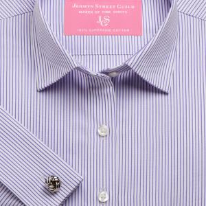 Purple Edinburgh Stripe Poplin Women's Shirt Available in Six Styles