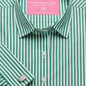 Green Bengal Stripe Poplin Women's Shirt Available in Six Styles