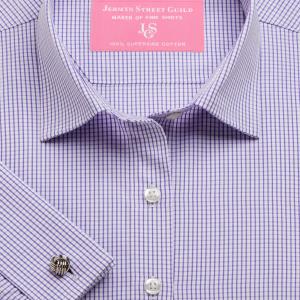 Purple Edinburgh Check Poplin Women's Shirt Available in Six Styles