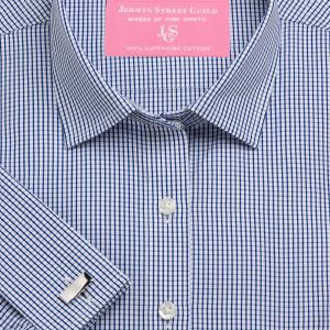 Navy Edinburgh Check Poplin Women's Shirt Available in Six Styles