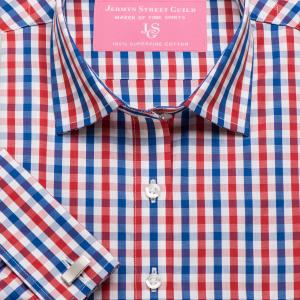 Red & Navy Buckingham Check Poplin Women's Shirt Available in Six Styles