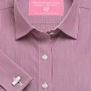 Burgundy French Bengal Stripe Poplin Women's Shirt Available in Six Styles