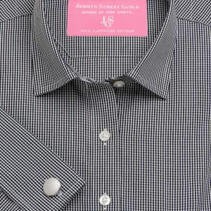 Black Gingham Check Poplin Women's Shirt Available in Six Styles