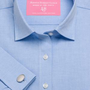 Blue Plain Pinpoint Oxford Women's Shirt Available in Six Styles (POB)