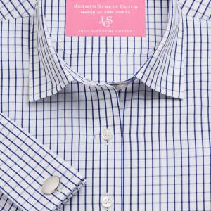 Navy Piccadilly Check Poplin Women's Shirt Available in Six Styles