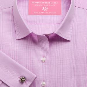 Lilac Large Prince of Wales Check Poplin Women's Shirt Available in Six Styles