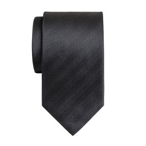 Charcoal Plain Herringbone Tie