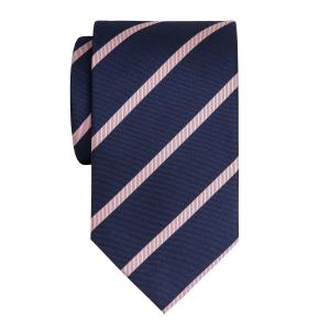 Pink on Navy Herringbone Stripe Tie
