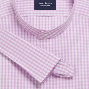 Lilac Bold Check Poplin Men's Court Tunic Shirt Available in Four Fits (BCL)