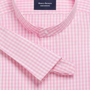 Pink Bold Check Poplin Men's Court Tunic Shirt Available in Four Fits (BCP)