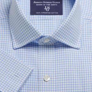Sky York Check Oxford Men's Shirt Available in Four Fits (YRS)
