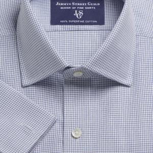 Navy Babington Check Twill Men's Shirt Available in Four Fits (BAN)