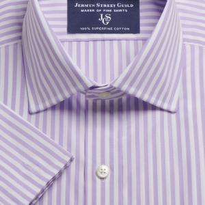 Lilac Bengal Stripe Poplin Men's Shirt Available in Four Fits (BGL)
