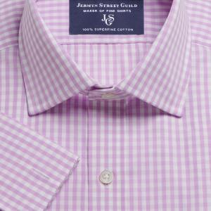 Lilac Bold Check Poplin Men's Shirt Available in Four Fits (BCL)