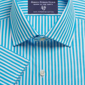 Aqua Bengal Stripe Poplin Men's Shirt Available in Four Fits (BGA)