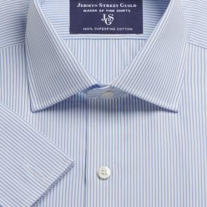 Sky Edinburgh Stripe Poplin Men's Shirt Available in Four Fits (ESS)
