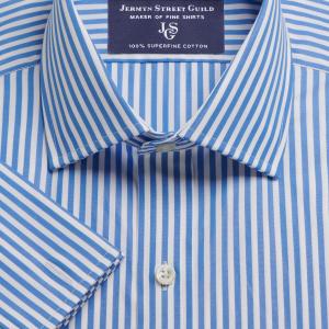 Blue Bengal Stripe Poplin Men's Shirt Available in Four Fits (BGB)