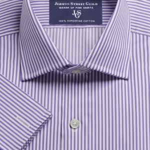 Purple Chelsea Stripe Twill Men's Shirt Available in Four Fits (CLU)