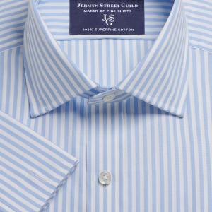 Sky Bengal Stripe Poplin Men's Shirt Available in Four Fits (BGS)