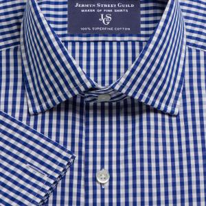 Navy Bold Check Poplin Men's Shirt Available in Four Fits (BCN)