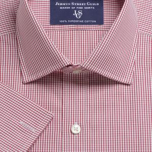 Red Edinburgh Check Poplin Men's Shirt Available in Four Fits (ECR)