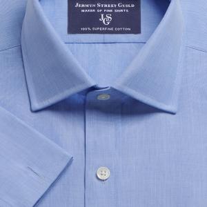 Blue End on End Poplin Men's Shirt Available in Four Fits (EEB)