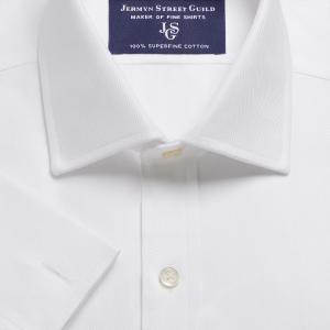 White Royal Herringbone Men's Shirt Available in Four Fits (RHW)