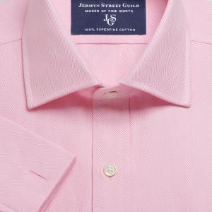 Pink Royal Herringbone Men's Shirt Available in Four Fits (RHP)