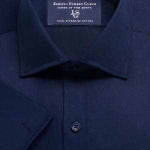 Navy Plain Sateen Men's Shirt Available in Four Fits (STN)