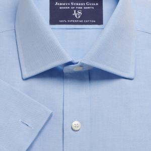 Blue Plain Pinpoint Oxford Men's Shirt Available in Four Fits (POB)