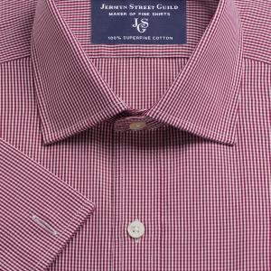 Burgundy Gingham Check Poplin Men's Shirt Available in Four Fits (GCD)