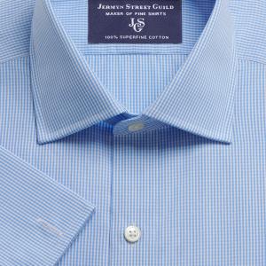Sky Gingham Check Poplin Men's Shirt Available in Four Fits (GCS)