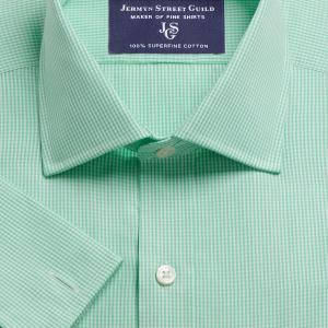 Green Gingham Check Poplin Men's Shirt Available in Four Fits (GCZ)