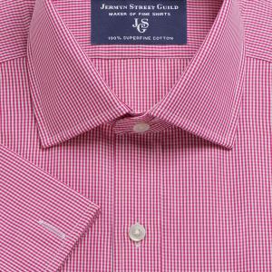 Raspberry Gingham Check Poplin Men's Shirt Available in Four Fits (GCM)