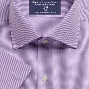 Purple Gingham Check Poplin Men's Shirt Available in Four Fits (GCU)