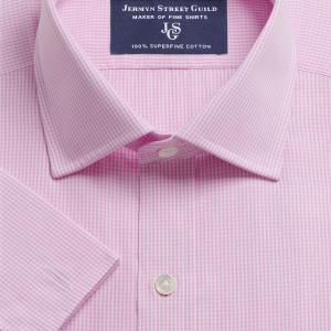 Pink Gingham Check Poplin Men's Shirt Available in Four Fits (GCP)