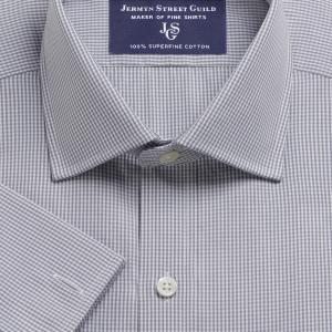 Grey Gingham Check Poplin Men's Shirt Available in Four Fits (GCX)