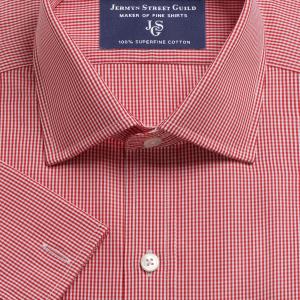 Red Gingham Check Poplin Men's Shirt Available in Four Fits (GCR)