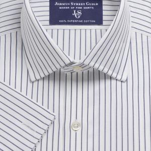 Navy Herringbone Stripe Men's Shirt Available in Four Fits (HSN)