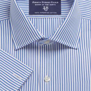 Blue Knightsbridge Stripe Poplin Men's Shirt Available in Four Fits (KBB)