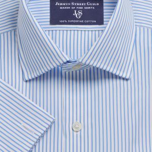 Sky Knightsbridge Stripe Poplin Men's Shirt Available in Four Fits (KBS)