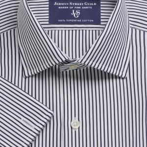 Black Knightsbridge Stripe Poplin Men's Shirt Available in Four Fits (KBK)