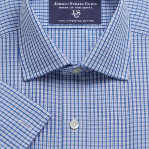Blue Kensington Check Poplin Men's Shirt Available in Four Fits (KCB)