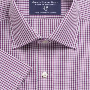 Purple Knightsbridge Check Poplin Men's Shirt Available in Four Fits (KGU)