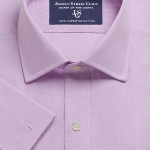 Lilac Micro Check Poplin Men's Shirt Available in Four Fits (MCL)