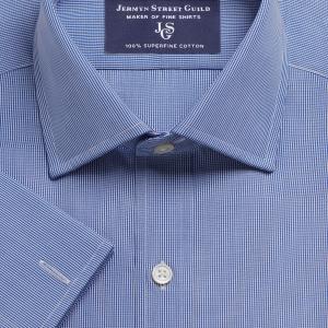 Navy Micro Check Poplin Men's Shirt Available in Four Fits (MCN)