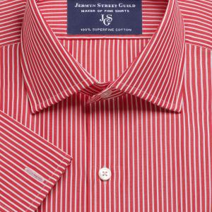 Red Mayfair Stripe Poplin Men's Shirt Available in Four Fits (MSR)