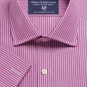 Magenta Mayfair Stripe Poplin Men's Shirt Available in Four Fits (MSM)